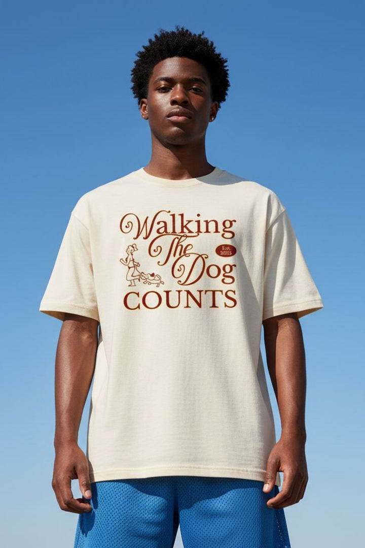 Walking The Dog Counts Brown Print Tee