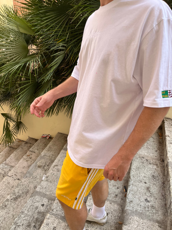White Minimal Embroidered Logo Tee