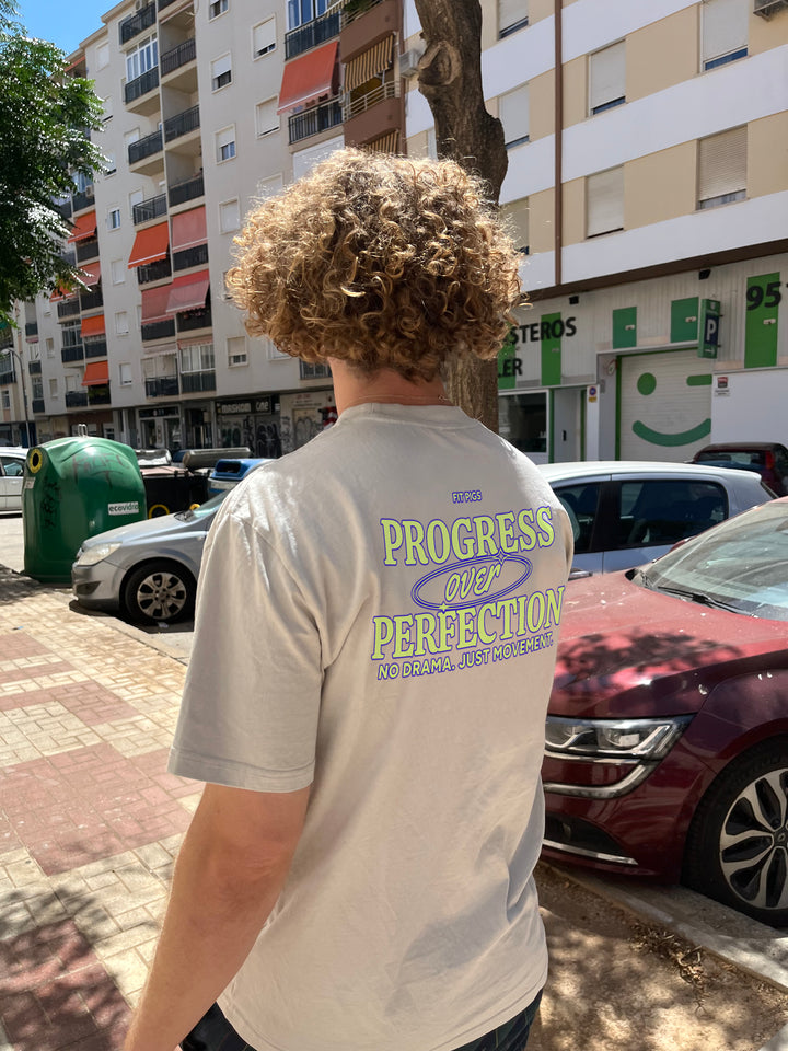 Fluro Surfy Logo Progress Over Perfection Tee