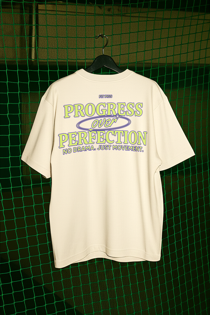 Fluro Surfy Logo Progress Over Perfection Tee