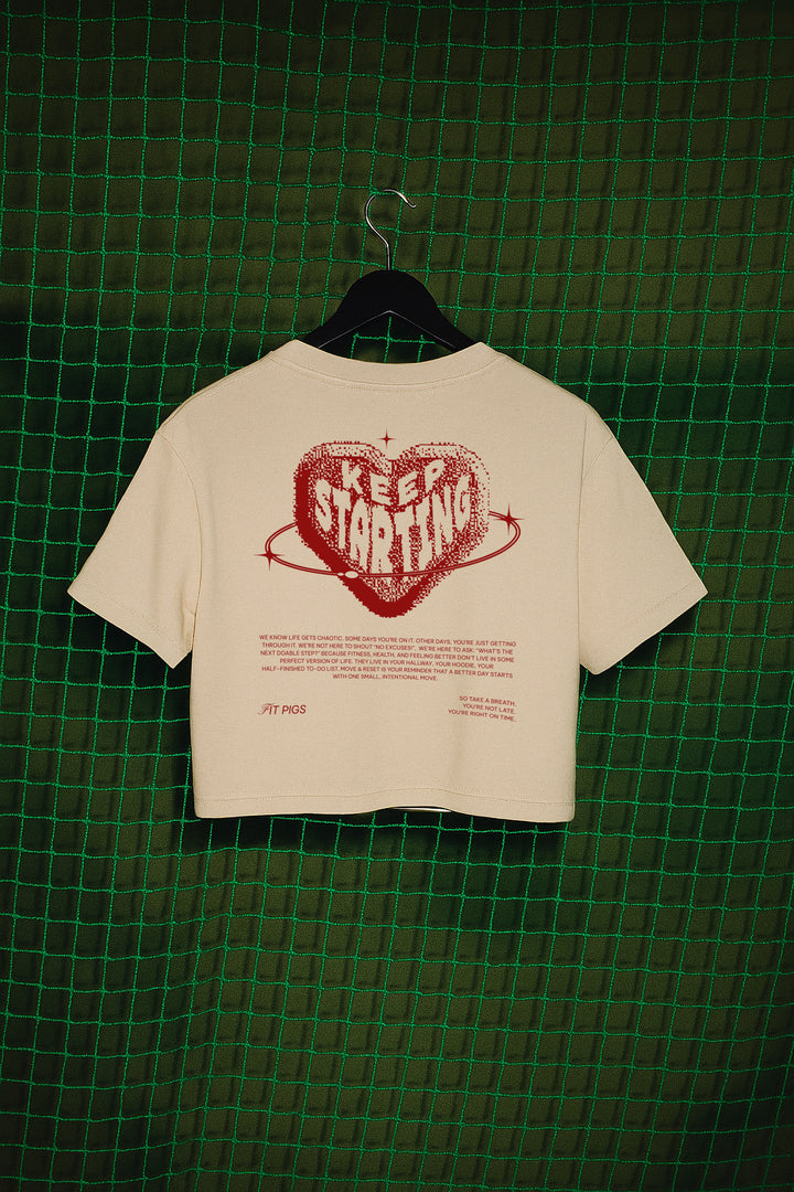 Keep Starting Digital Heart Crop Tee